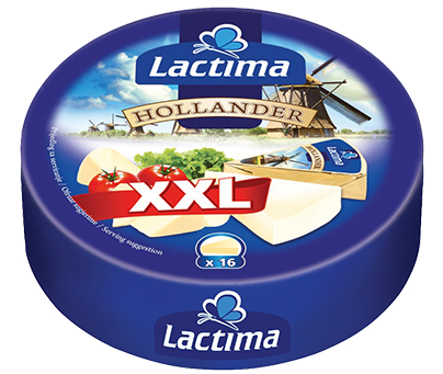 Ser topiony Lactima Hollander XXL w&nbsp;trójkątach, okrągłe pudełko 16 porcji