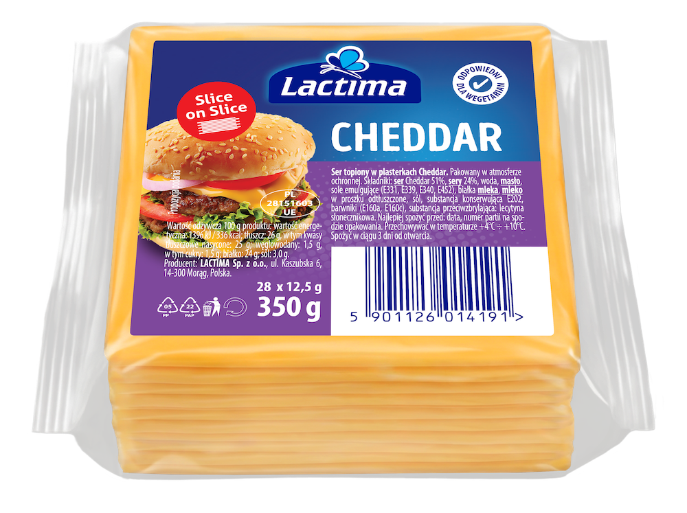 Plastry sera topionego Slice on Slice o&nbsp;smaku Cheddar 350 g