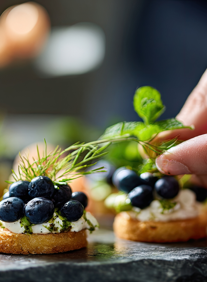 Creamy cheese spread with blueberries