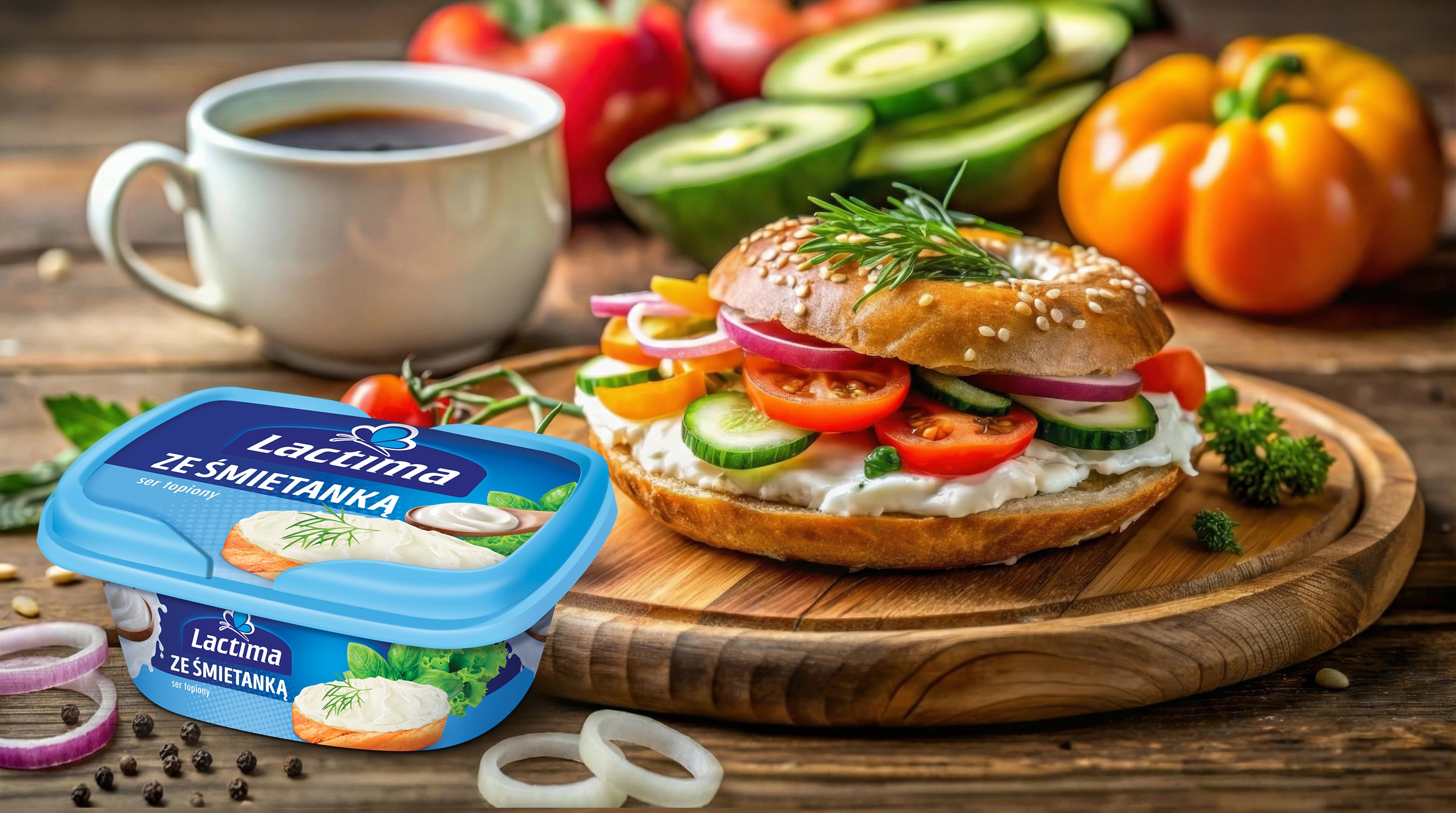 Creamy cheese spread with fresh vegetables